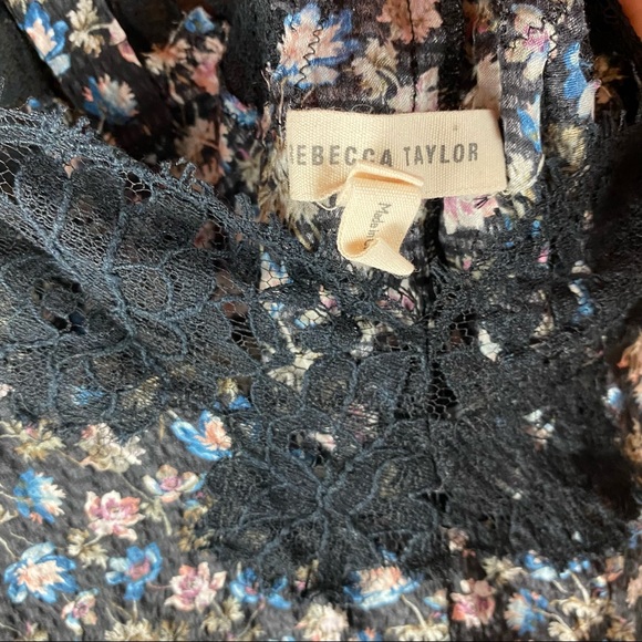 Rebecca Taylor Zelma Floral Silk Slip Dress with lace Size Small - Picture 5 of 12